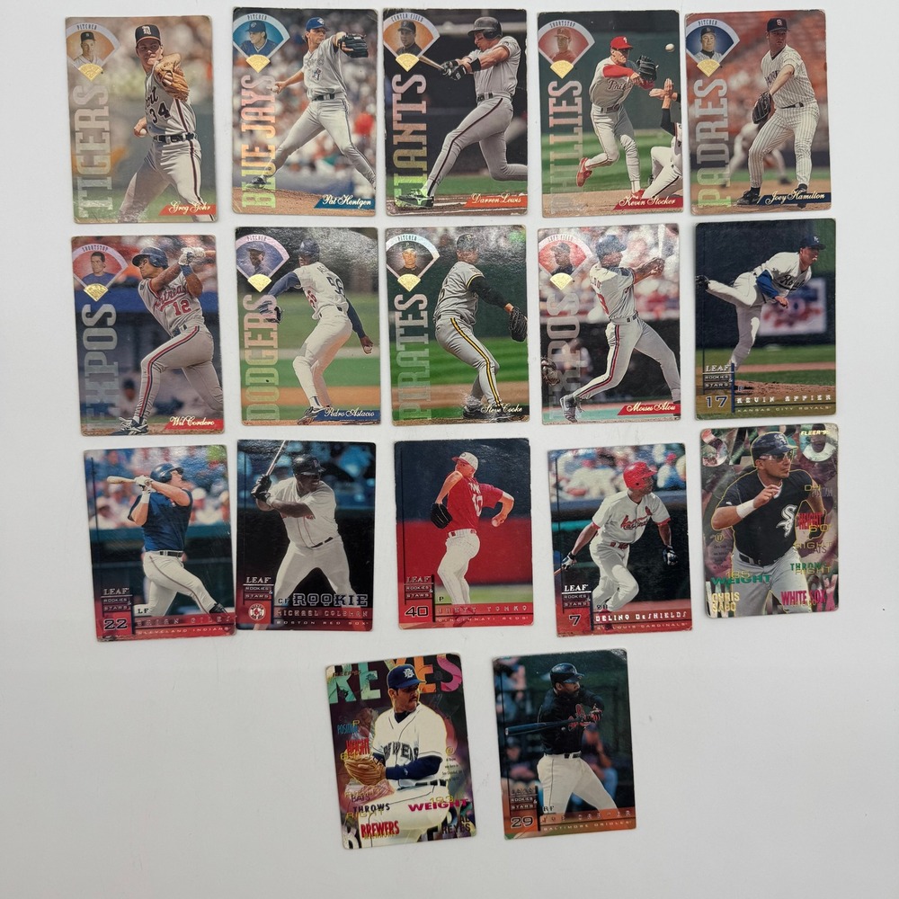 1995 1998 Leaf Fleer Baseball Cards 17 Card Lot Rookies Stars MLB Vintage
